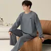 Algodón Puro Conjunto de Pijama de Manga Larga con Dibujos para Hombre Ropa de Casa Talla Grande Pantalones Sueltos Otoño para Hombre Se Puede Usar al Aire Libre