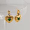 Pendientes, collar y anillo elegantes de circonita verde cepillada, estilo antiguo medio, estilo europeo y americano para mujer