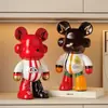 Cofrinho de Urso Violento Pintado à Mão Ornamento Decoração de Móvel de TV para Casa Moderno de Luxo Leve Fornecimento Direto da Fábrica