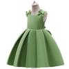 Europa y Estados Unidos Nuevo Vestido Infantil de Lazo de Color Sólido Vestido Tela Forjada Ponte Vestido de Princesa Día del Niño Actuación Vestido de Niña