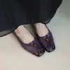 Zapatos Mary Jane para Mujer de Piel de Vaca Genuina Estilo Vintage Francés con Hebilla de Anillo Metálico, Punta Cuadrada, Diseño Fruncido, Tacón Grueso