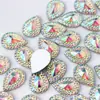 10*14mm Strass de Resina Bicolor Banhado em Forma de Gota Strass de Fundo Plano Não Poroso Acessórios para Roupas Decoração DIY