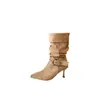 Otoño/Invierno 2026 Nuevos Botines de Tobillo de Tacón Alto Stiletto Puntiagudos Adelgazantes Moda Francesa Sexy Impresionantes Celebridad de Internet para Mujer