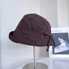Sombrero de Pescador Simple con Lazo Estilo Japonés para Mujer, Sombrero Cubo de Invierno Ligero y Cálido, Elegante Sombrero de Tela Versátil de Moda