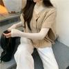 Design estilo coreano estilo preguiçoso suéter sem mangas torcido outono e inverno peça externa estilo ocidental que rejuvenesce solto suéter tipo capa moda