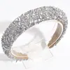 Moda Europeia e Americana Luxo Leve Faixa de Cabeça de Esponja com Strass de Aba Larga Faixa de Cabeça Exquisita com Pedras Pretas Estilo Barroco Acessórios de Cabelo para Saída