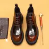 [vip para] botas martin masculinas de cano alto estilo britânico couro esculpido brogue plataforma brilhante sapatos de cano alto