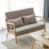 Sofá de Tela Minimalista Nórdico para Ocio, Desmontable y Lavable, de un Solo Asiento, Adecuado para Apartamentos Pequeños, Sala de Estar, Balcón, con Juego de Mesa y Sillas de Madera Maciza