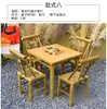 Nueva Mesa de Centro de Bambú Estilo Chino, Mesa Tradicional de Bambú, Taburete Bajo, Silla con Respaldo, Juego de Mesa y Taburete Pequeño de Bambú Hecho a Mano para Sala de Té, Uso Comercial