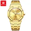 Reloj para Hombre Marca Oulisi, Mismo Modelo que A.P., Totalmente Automático, Ultradelgado, Cuadrado, Luminoso, Correa de Acero, Calendario