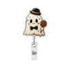 Clip retráctil para insignia de dibujos animados de Halloween en acrílico, portatarjeta de identificación de enfermera, clip para insignia de trabajo, calabaza, fantasma, gato negro
