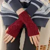 Estilo Coreano Novas Luvas de Lã Tricotada Quentes Meio Dedo Sem Dedos Outono e Inverno Femininas Curtas Rombo Fofo Fashionável Mangas Falsas