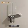 Gris Gun Aluminio Espacial Toallero Sin Taladro Baño Inodoro Estante Montado en Pared Inodoro Toallas de Baño