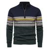 2023 Nuevo Otoño Alta Calidad Tiradores de Cremallera Hombres Cálidos Invierno Suéteres de Algodón para Hombres Patrones Étnicos Casual Suéter para Hombre