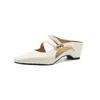 Mules de tacón de cuña de 4 cm estilo francés, zapatos nuevos de punta para mujer, sandalias de cuña elegantes y versátiles