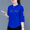 Comercio exterior transfronterizo ropa de maternidad, camiseta de manga tres cuartos para mujeres de mediana edad y mayores, holgada, casual, top básico versátil