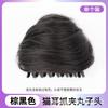 Máscara Capilar de Almôndega com Orelhas de Gato Presilha Fofa Doce Agarradora Cabelo Simulado para Pessoas Preguiçosas Disco Aumento de Volume de Cabelo Grampo de Cabelo de Seda de Alta Temperatura Argola de Cabelo