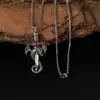 Comercio exterior caliente multicolor gema dragón espada cadena de acero inoxidable collar hombres retro punk gótico joyería al por mayor generación