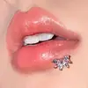 Anillo de Labio Shambala Brillante con Lazo Rosa Stud para Labio Joyería para Labios de Acero Inoxidable Stud para Cartílago de Oreja Piercing de Hueso de Oreja con Base Plana