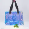 Bolsa Tote Colorida de PVC com Efeito Laser, Sacola de Compras para Supermercado, Sacola para Compras Diárias, Personalizável