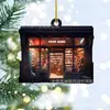Decoraciones personalizadas para librería Decoración de árbol de Navidad regalo para amantes de los libros bibliotecario adornos planos 2D