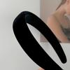 Sencillo Versátil Terciopelo Negro Aro para el Cabello de Ala Ancha para Mujer Primavera y Verano Lavado de Cara Aro para el Cabello Cara Redonda Delgada Tocado de Cabeza Craneal Alta