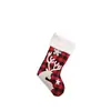Calcetines de Navidad grandes decorativos de alce copo de nieve cuadros rojo y negro blanco felpa corta Calcetines de caramelo a cuadros Regalo de Navidad