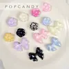 Brincos de Miçangas Acrílicas Coloridas com Laço e Flor para Menina Fofa, Pulseira de Corrente para Celular, Pingente DIY