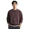 Moletom Pesado Gola Redonda Outono/Inverno 2026 Top High-End Retrô Americano Masculino Preto e Vinho Em Estoque Cor Sólida