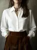 Comercio Exterior Europeo y Americano Transfronterizo Manga Larga Temperamento Camisa para Mujer Moda Botón Manga Larga de Farol Holgada Camisa para Viajar