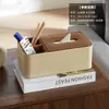 Caixa de lenços compartimentada, caixa de armazenamento para controle remoto de mesa e telefone, caixa de lenços de hotel com logotipo personalizável, caixa de armazenamento de mesa