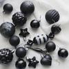 Bola navideña negra de 5 cm con forma especial, bola de cebolla de caramelo en polvo de 8 cm, adornos colgantes para árbol de Navidad de 6 cm.