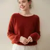 Otoño e Invierno 2025 Casual y de Moda Cuello Redondo Mangas Raglán en Contraste Tejido de Cachemir para Mujer Versátil Prenda Base de Punto