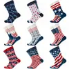 Calcetines de Jacquard de Media Pantorrilla con Tema de Bandera Americana Transfronterizos, Calcetines Personalizados de Moda para el Día de la Independencia, Calcetines de Algodón Jacquard Unisex de Alta Venta