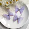 Pacote com 3 Borboletas de Tule 3D de Camada Dupla de 5cm para Acessórios de Cabelo DIY Feitos à Mão, Materiais de Decoração, Brincos de Maquiagem Facial Estilo Antigo Hanfu