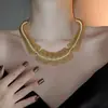 Collar de resorte de metal transfronterizo, diseño de personalidad exagerada europea y americana, cadena de clavícula con sentido del temperamento de moda, collar de alta calidad para mujeres