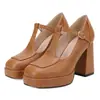 Zapatos Mary Jane de Tacón Grueso para Comercio Exterior Transfronterizo 2026, Tallas 33-50, Plataforma de Talla Grande, Zapatos de Salón a la Moda