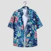 Camisa de Flores de Playa para Hombre Hawaiana de Manga Corta Holgada Verano Delgada Moderna Casual Traje de Hombre Camisa de Dos Piezas