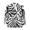 Comércio Exterior 2026 Verão Novo Estilo Europeu e Americano Moda Feminina Elegante Blazer com Estampa de Zebra e Amarração na Cintura