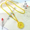 Loja de Ouro Mesmo Estilo Estilo Chinês Esmalte Dourado Areia Bússola de Oito Tesouros Pingente Bússola de Oito Tesouros Estilo Chinês Novo Colar de Contas Douradas