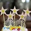 Palillo de dientes tridimensional flash rosa estrellas de pastel nueva tarjeta decoración de cinco puntas fiesta de repostería mesa de postres tarjeta de fruta