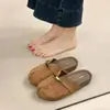 Sandálias Femininas Slip-On Estilo Birkenstock com Sola Grossa Aumentadoras de Altura Retrô 2026 Primavera/Verão Novas Versáteis com Sola Macia Bico Fechado Meio Chinelos