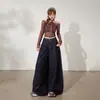 Jeans Anchos de Cintura Alta de Terciopelo Delgado Color Naranja Infantil # Azul Oscuro Vintage para Mujer, Corte Holgado, Adelgazantes, Cubren el Cuerpo, Caída Suelta, Versátiles, Pantalones de Longitud Completa.