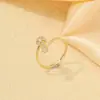 Lujo Ligero y de Gama Alta Cobre Dorado Chapado Microincrustado Diamante DIY Anillo Exquisito Femenino Nicho Elegante Anillo Normcore Accesorios