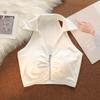Camisola de Tirantes Halter de Estilo Americano al por Mayor Transfronterizo Verano Hombros Descubiertos Sexy Dulce Niña Cierre Top Corto sin Mangas