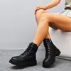Botas Martin de Talla Grande con Forro de Terciopelo Transfronterizas para Mujer 2026 Nuevo Estilo Otoño/Invierno Moda Versátil Botas Cortas de Motocicleta Botas de Cuero con Suela Gruesa para Mujer