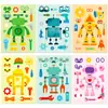 Transfronterizo 6 Hojas/Paquete Pegatinas de Rompecabezas de Robot de Dibujos Animados Juguetes para Niños Material Creativo Pegatinas que Cambian de Cara Nuevo Estilo
