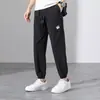 Calças Masculinas Verão Finas Calças Casuais Masculinas Moda Primavera Marca Secagem Rápida Esportivas Masculinas Calças Comprimento no Tornozelo Calças Masculinas de Seda Gelo