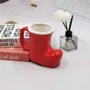 Caneca Cerâmica Divertida Estrela Desenho Animado Presente de Natal Formato de Bota Copo de Água Design Criativo Caneca com Relevo 3D