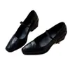 Versión de Piel de Oveja~Zapatos Mary Jane de Tacón Alto Grueso Estilo Hepburn Francés con Hebilla y Punta Cuadrada Baja para Mujer, Estilo Minimalista para el Trabajo